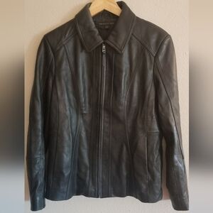 Preston & York Womens Lamb Skin Black Leather Jacket Size L